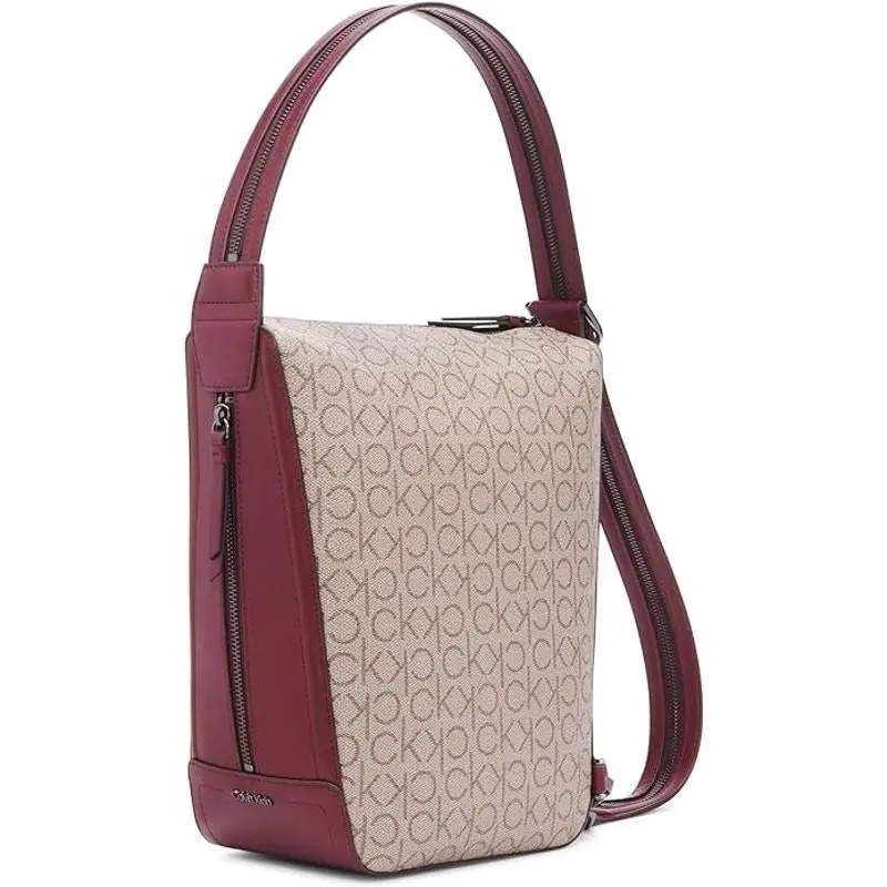 Medium Moss Signature Convertible Sling Bag In Rouge Multi by Calvin Klein