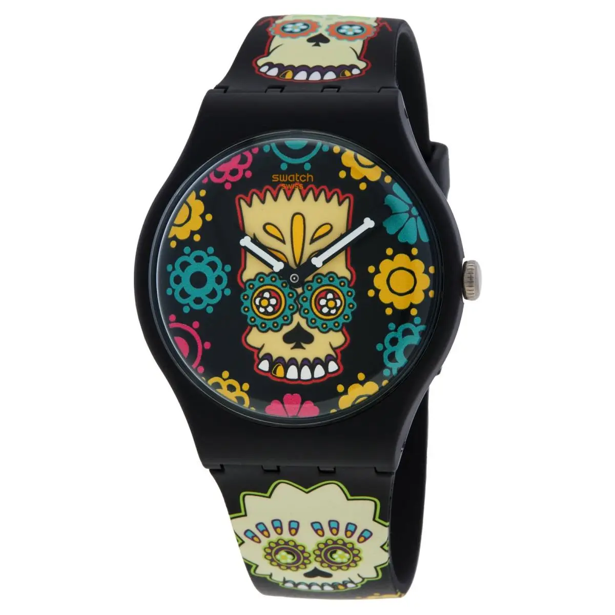 Swatch The Simpsons D`oh Of The Dead Quartz Black Dial Unisex Watch SO29Z135