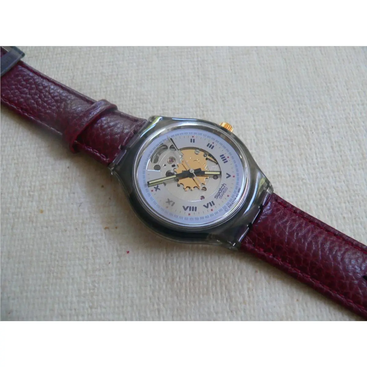 1991 Swiss Vintage Automatic Swatch Watch Rubin with Box and Sticker