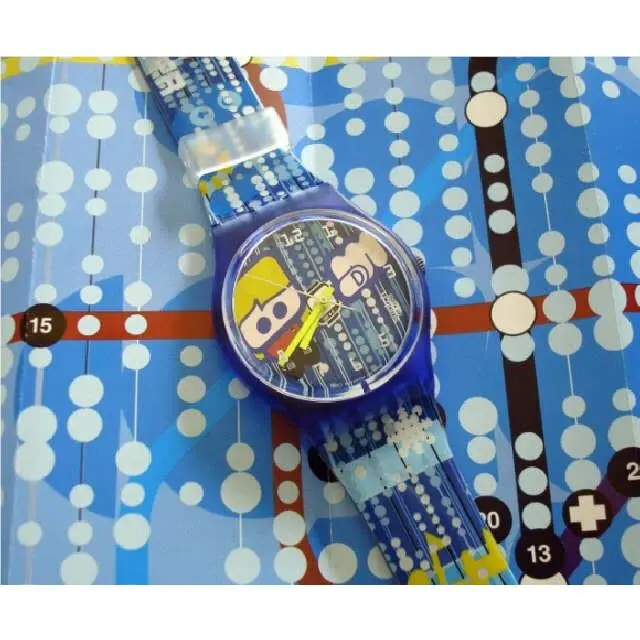 London Club Funky Swatch w London Club Map Artwork By Ian Anderson Nib-rare