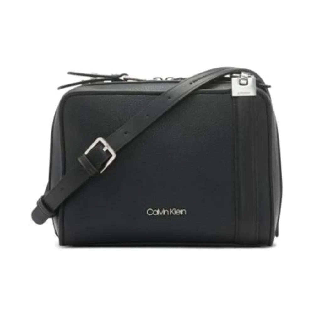 Calvin Klein Collette Satchel Pebbled Black - Black, Exterior: Black, Handle/Strap: Black