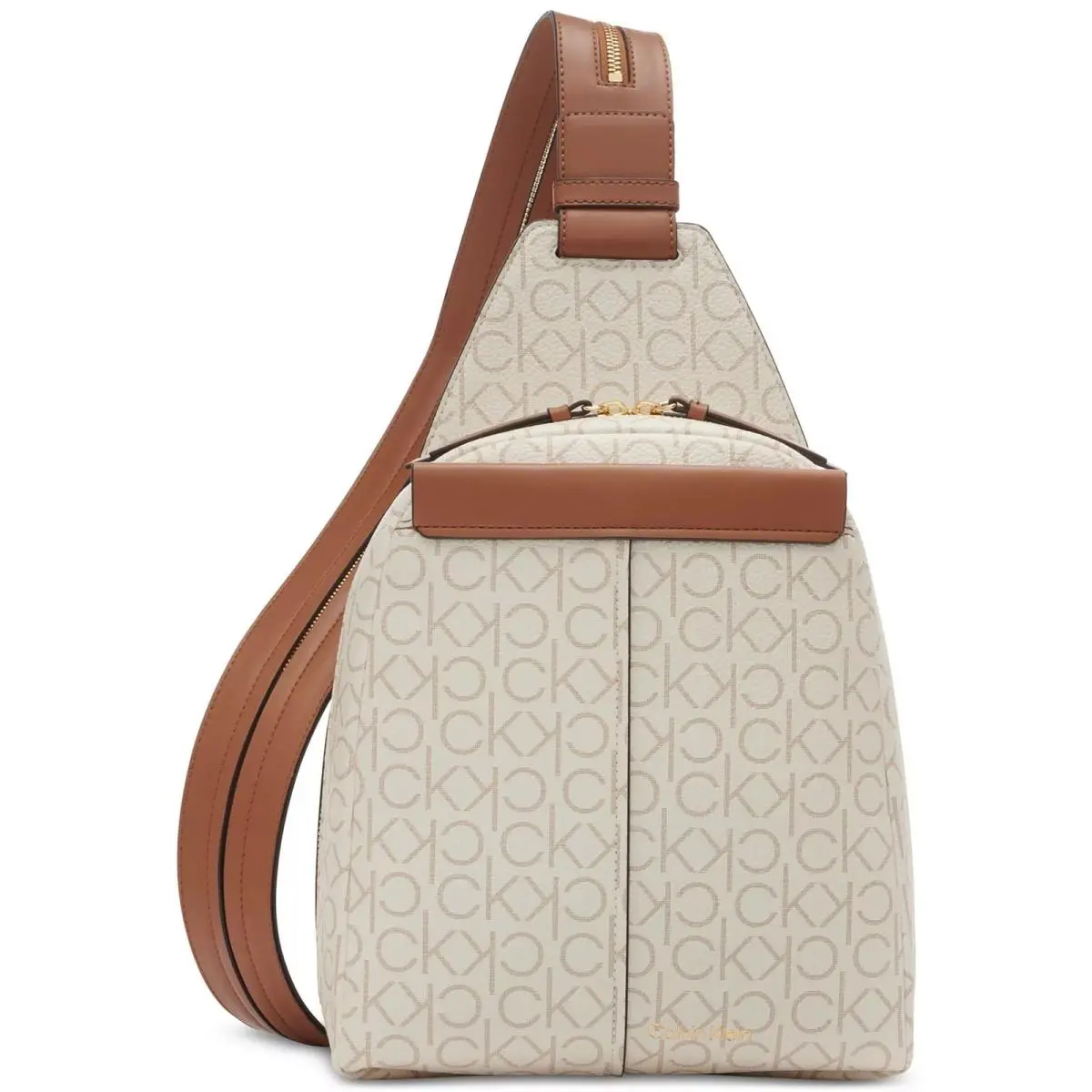 Millie Signature Convertible Sling Backpack Vanilla Khaki/caramel by Calvin Klein