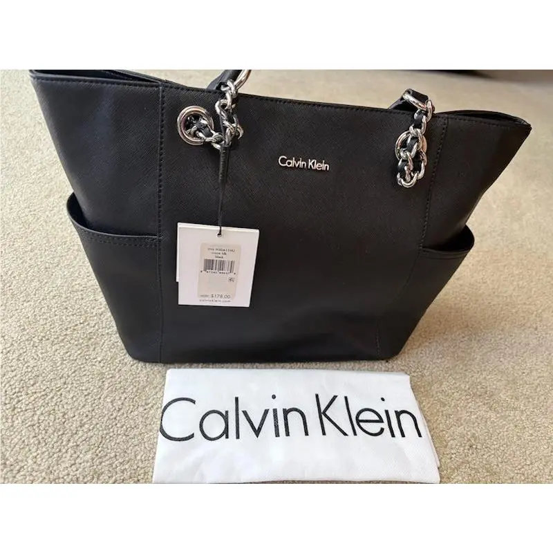 Calvin Klein Leather Handbag Style H3DA11HU Color Black