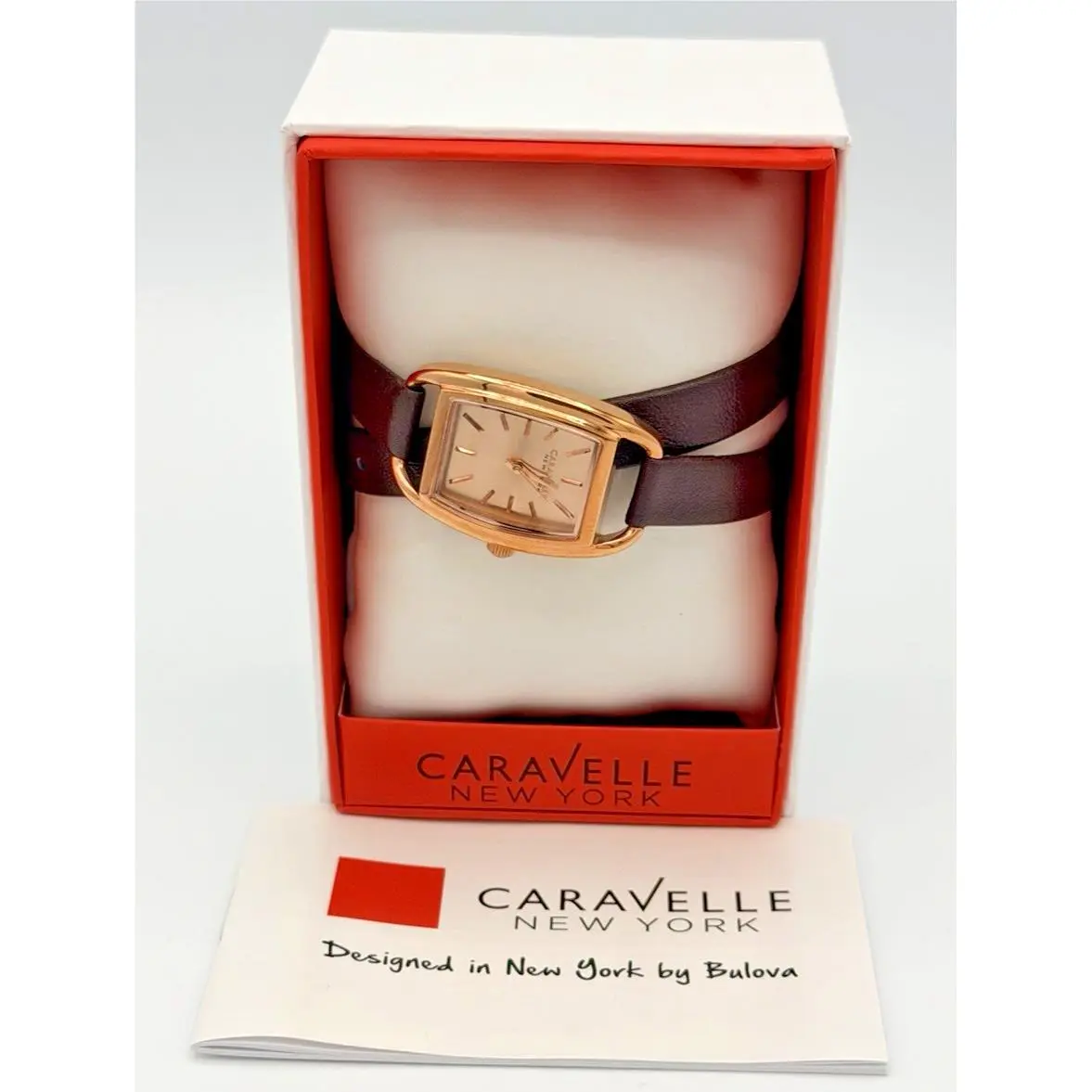 by Bulova Women`s Blush Dial Leather Band Quartz Watch 44L123 by Caravelle