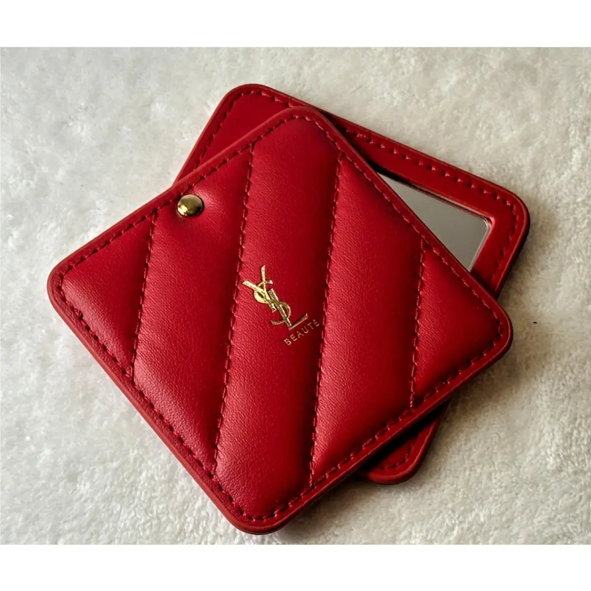 Yves Saint Laurent Ysl Beaute Red Premium Slide Quilted Mirror Gorgeous