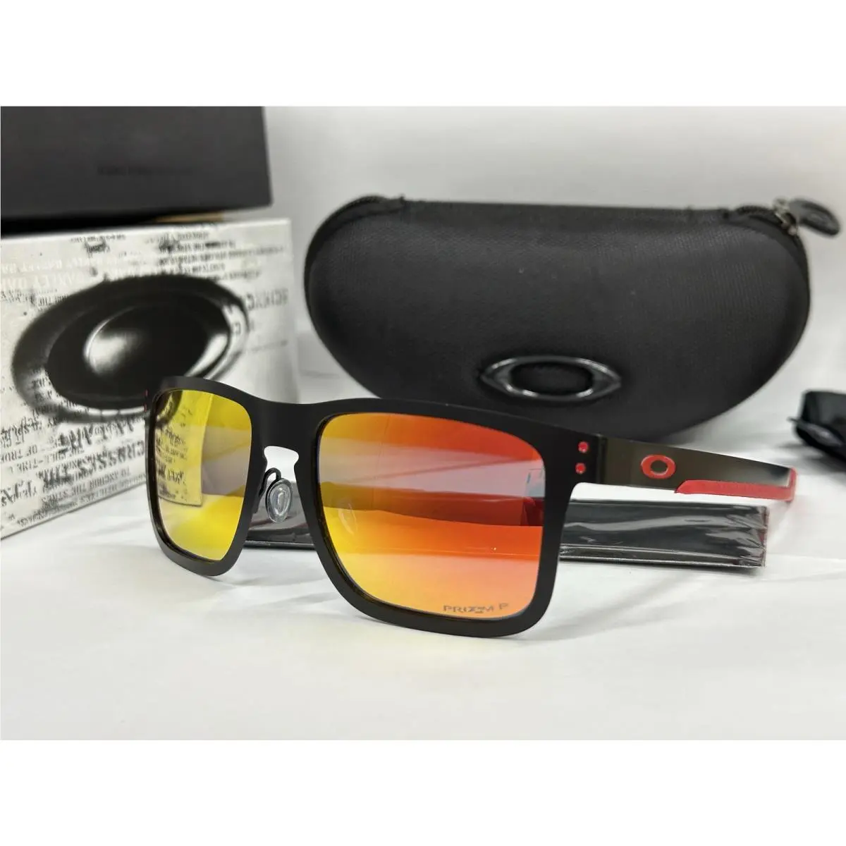 Holbrook Metal Motogp Sunglasses OO4123 Matte Black/prizm Red by Oakley