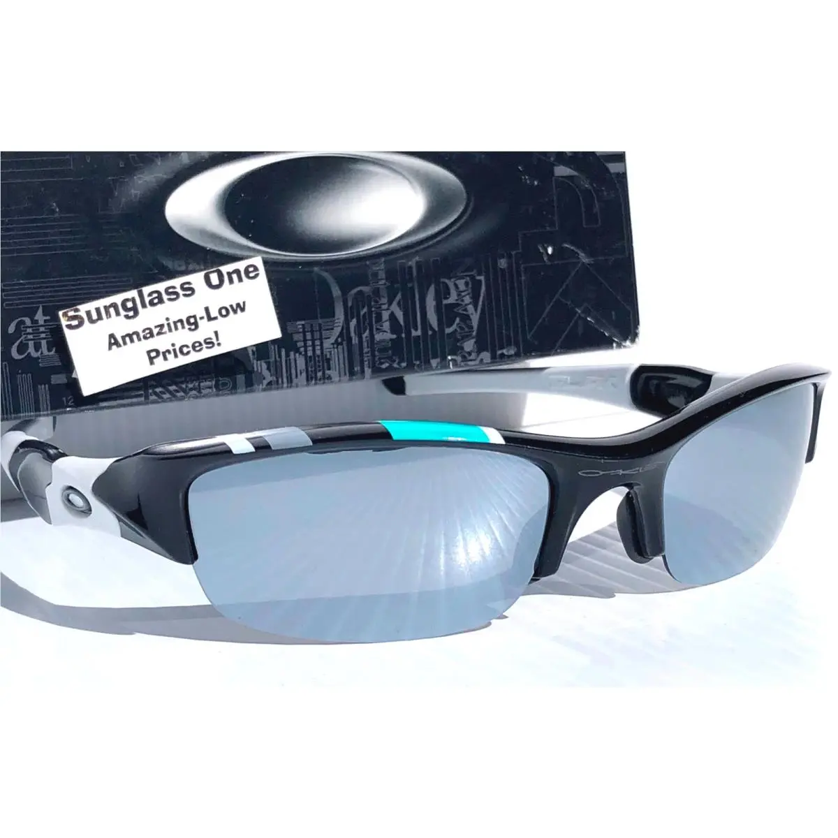 Flak White Black Polarized Galaxy Chrome Lens Sunglass 9009-26-265 by Oakley