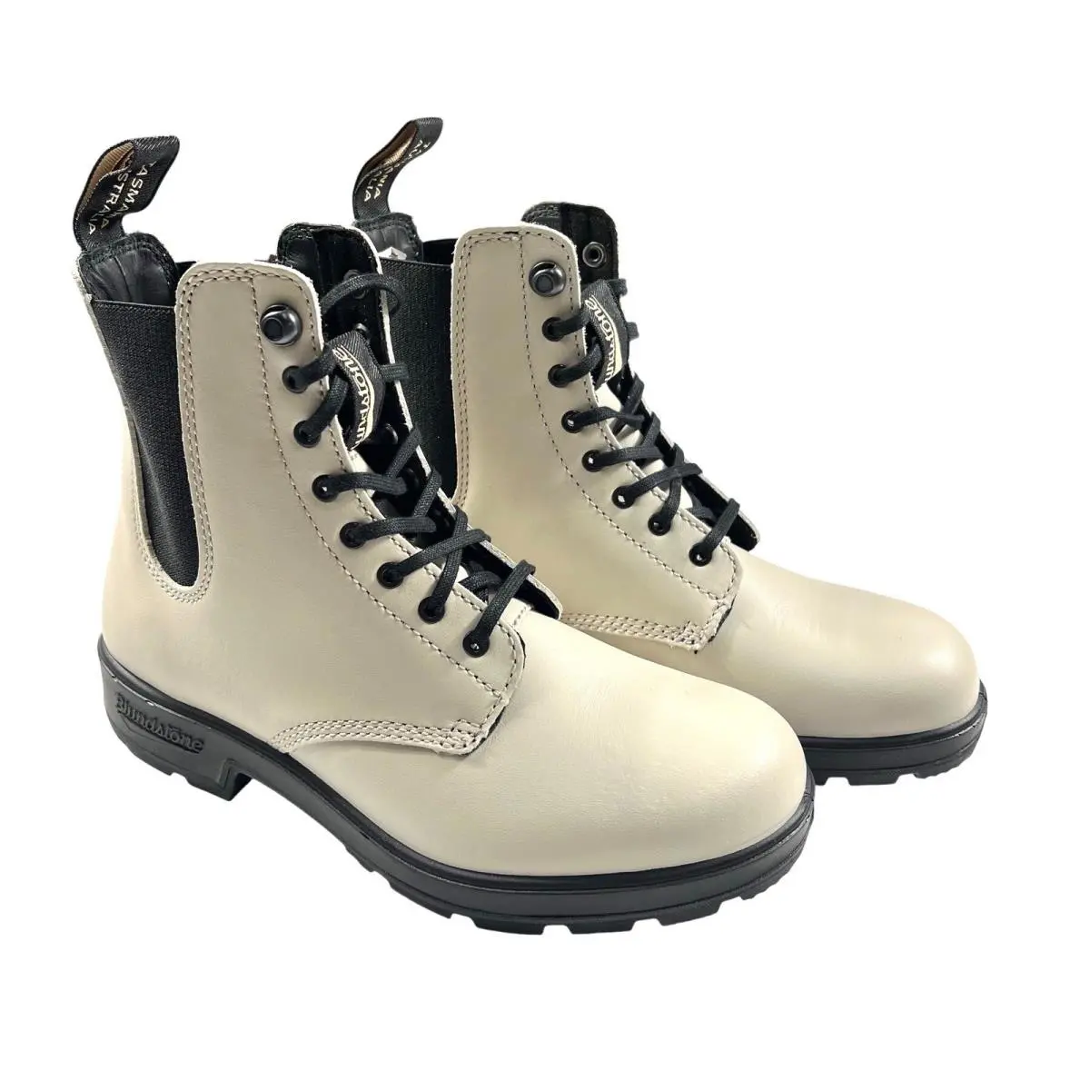 Blundstone Lace-up Leather Boots Womens US 7 Cream Oat Combat Ankle Boot