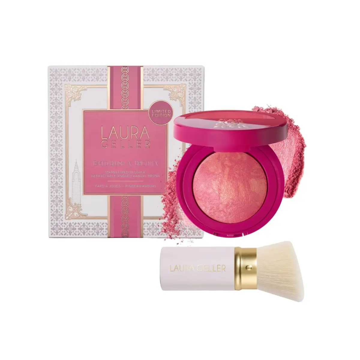 Limited Edition Baked Blushnbrighten Marbleized Blush Skyline Sunset Pink by Laura Geller