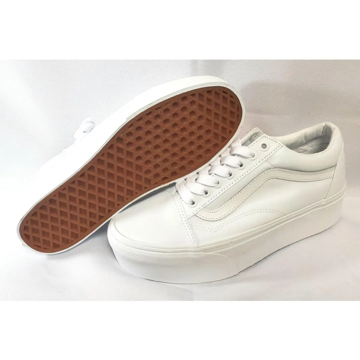 Womens  Old Skool Stac True White Canvas Platform Chunky Sole Sneakers Shoes by Vans