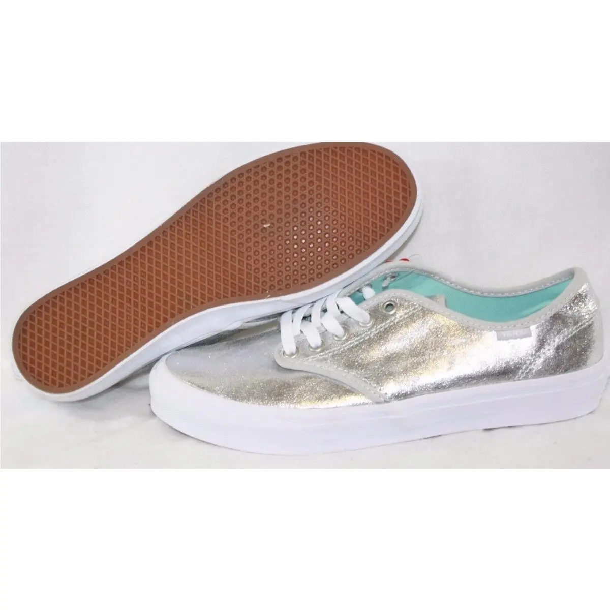 Womens  Camden Metallic Silver White Retro Style Sneakers Shoes by Vans