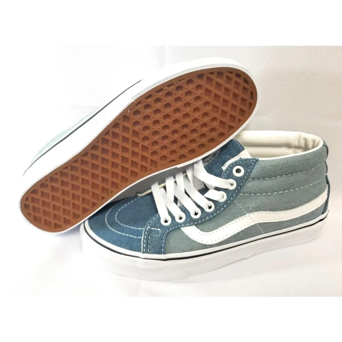 Womens Unisex  Classic Style Sk8-Mid Reissue Denim 2 Tone Sneakers Shoes by Vans
