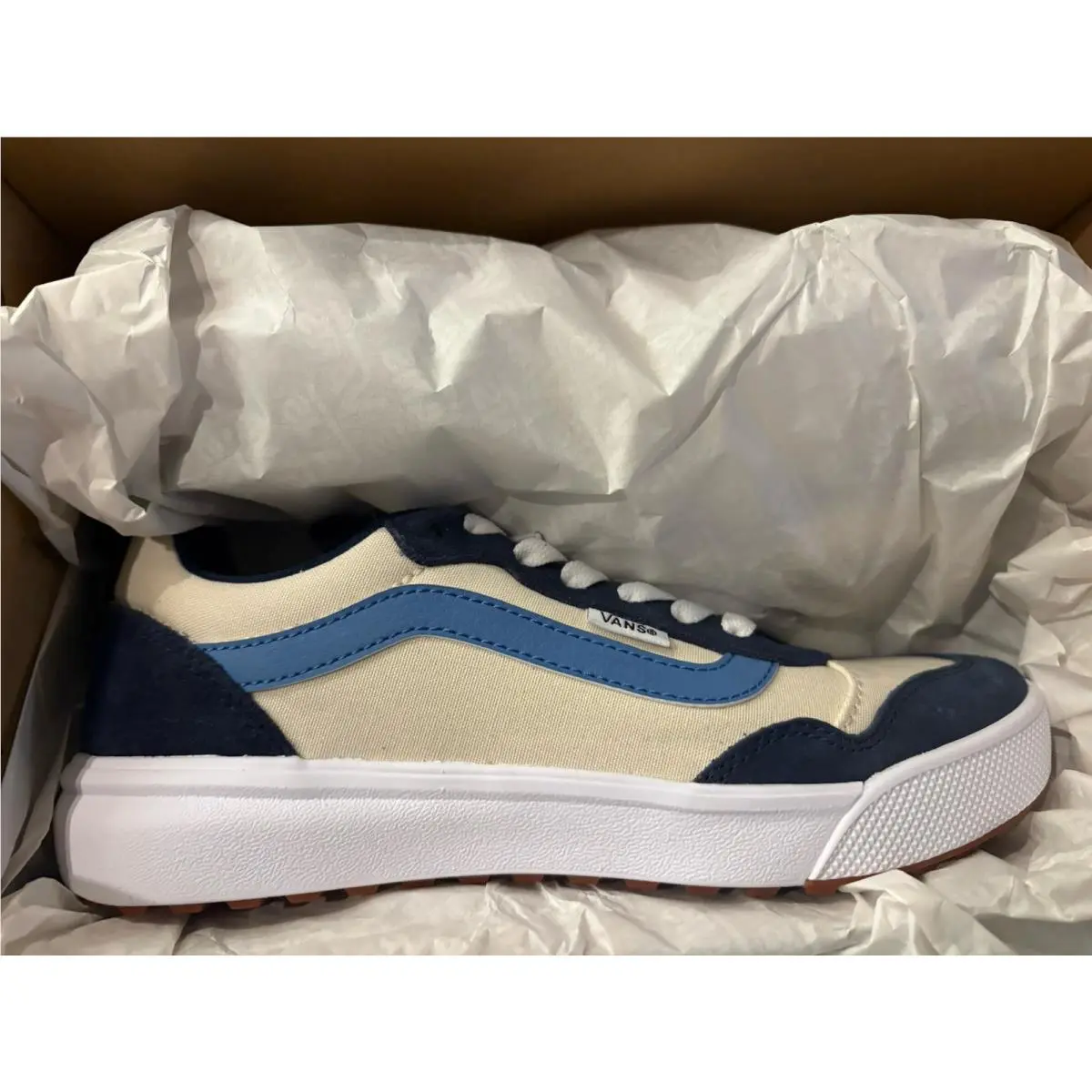 Range Exp Men`s Casual Sneakers Men’s Size 7 Cream Navy Sky Blue Shoes by Vans