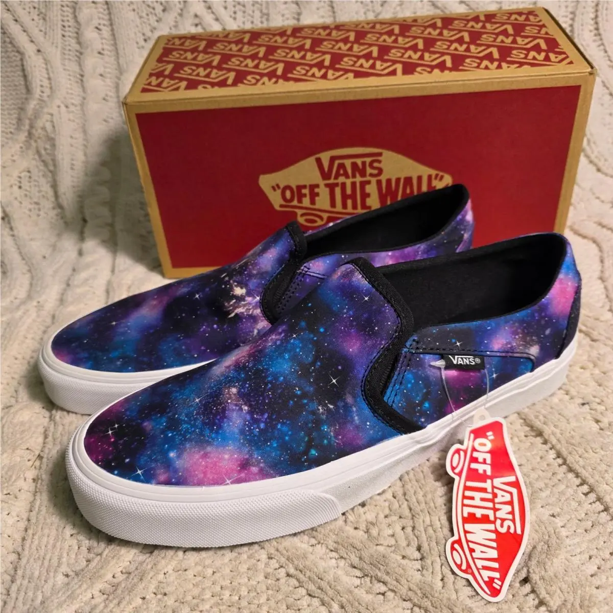 Asher Slip On Sneakers Galaxy Space Print Womens 11 Men 9 42.5 by Vans