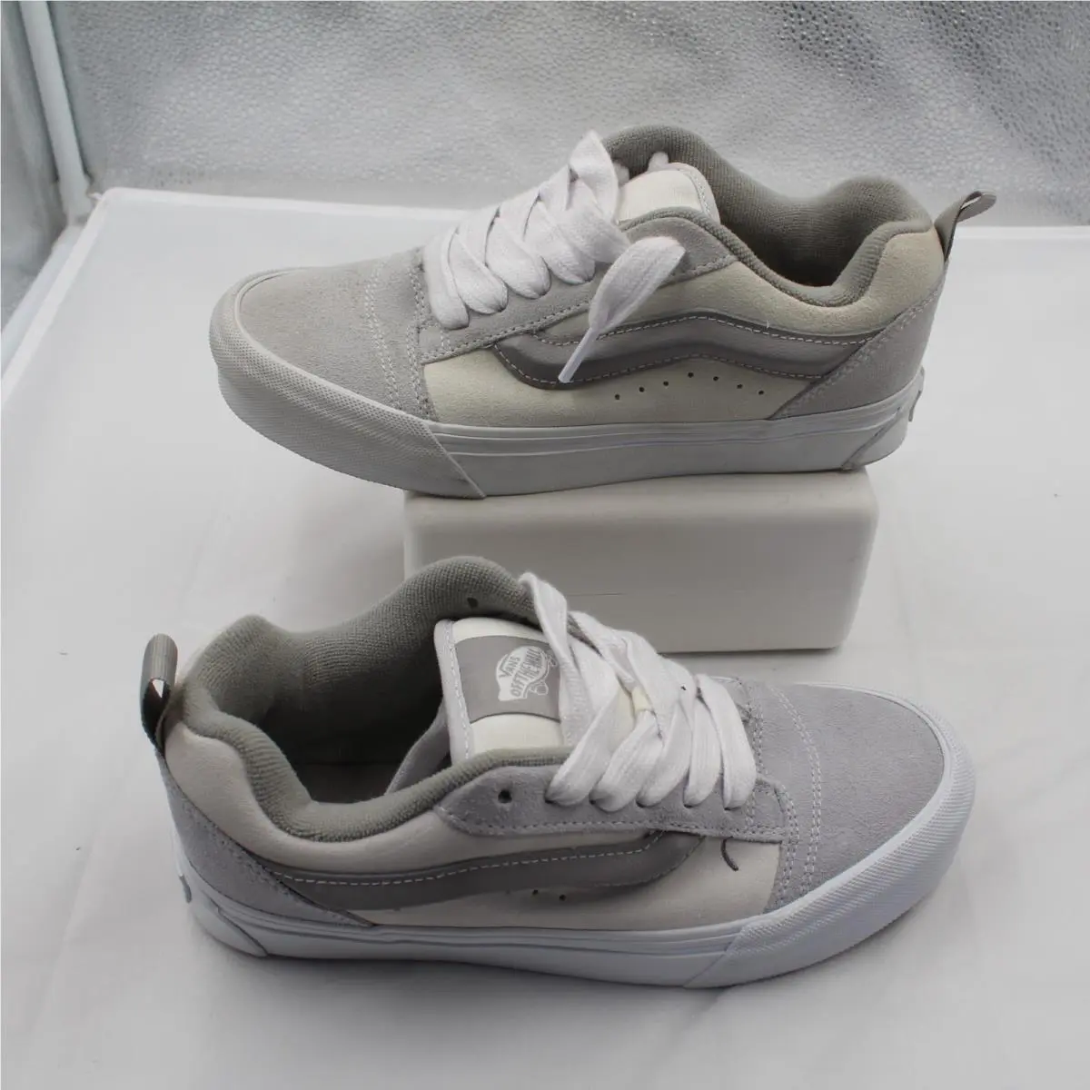 Knu Skool Gray Suede Puffy Skate Shoes Women 6.5 Men 5 Display Fade by Vans