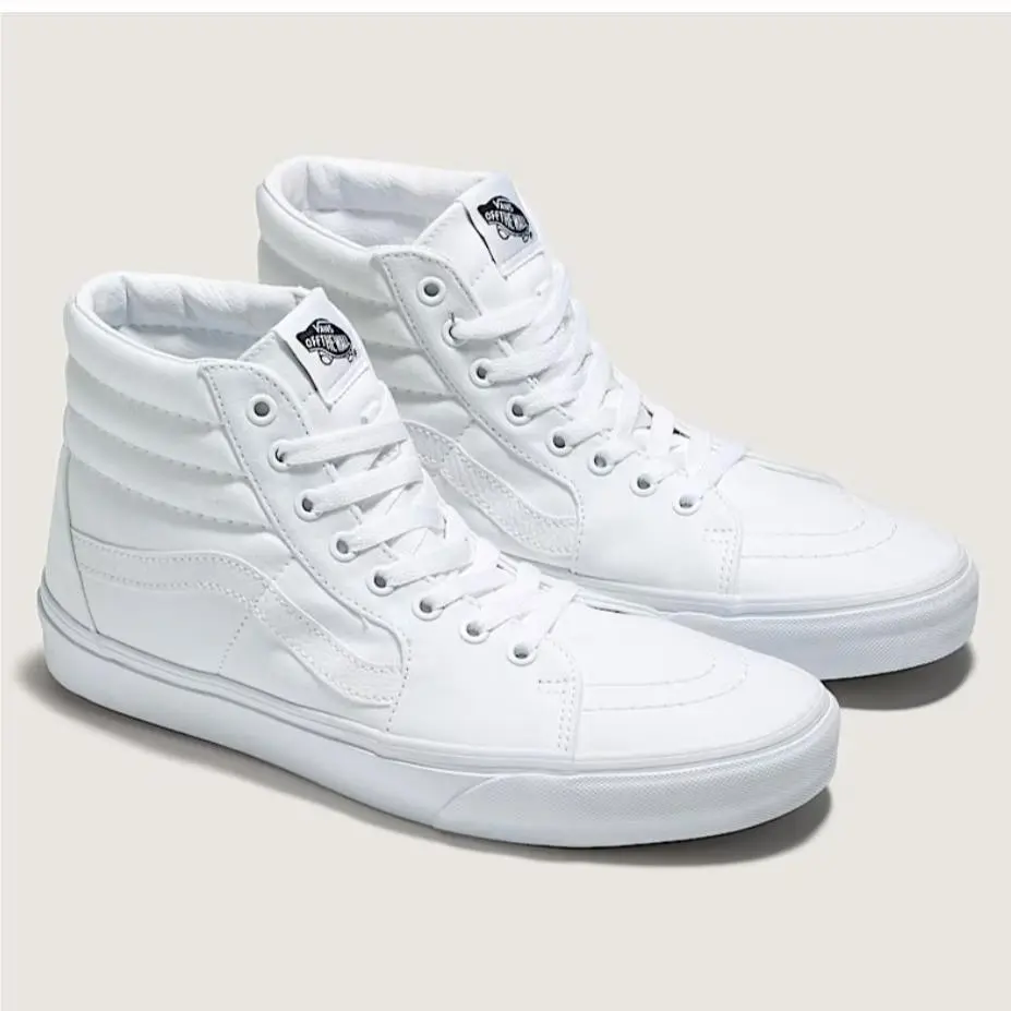 Sk8-Hi Sneakers Womens 11 White High Top Canvas Skate Shoes 721356 by Vans