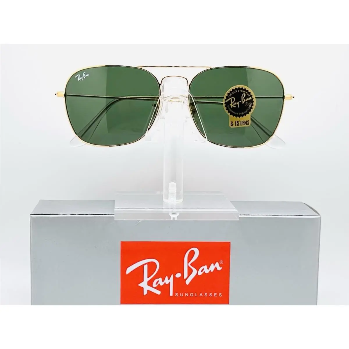 Ray-ban Caravan 58mm Metal Sunglasses RB3136 - Gold Frame / Green G-15 Lens