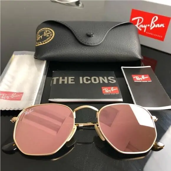 Ray-ban Hexagonal RB3548 Gold Frame / Rose Gold Sunglasses
