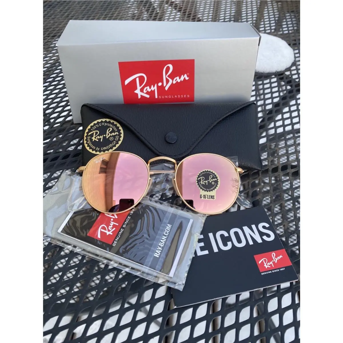 Ray-ban RB3447 Round Metal Rose Gold Sunglasses