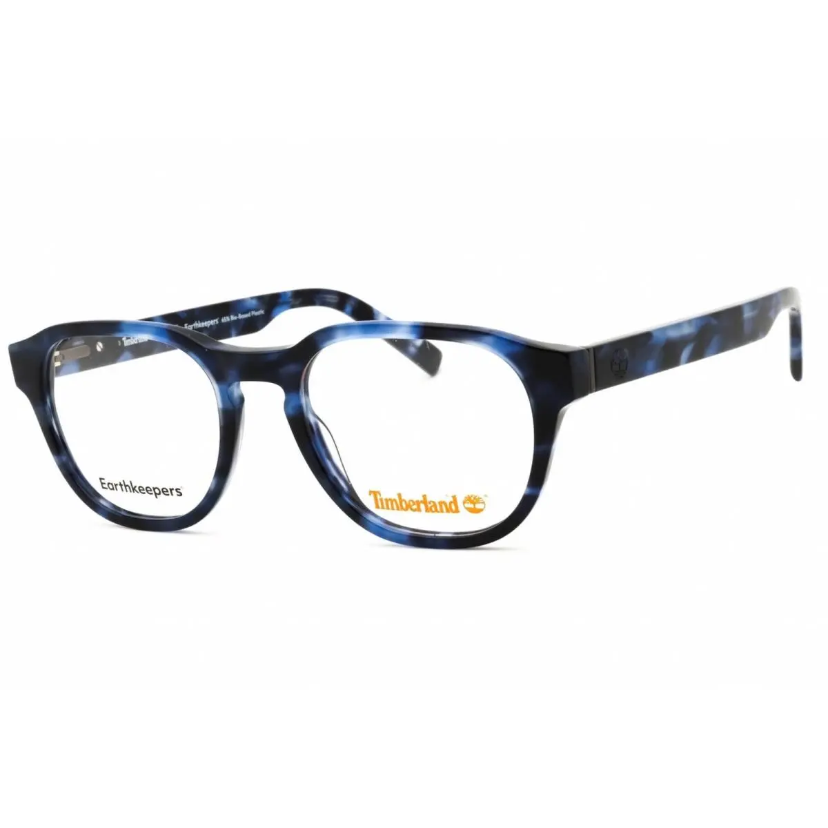 Timberland Men`s Eyeglasses Blue Havana Acetate Round Full Rim Frame TB50052 056