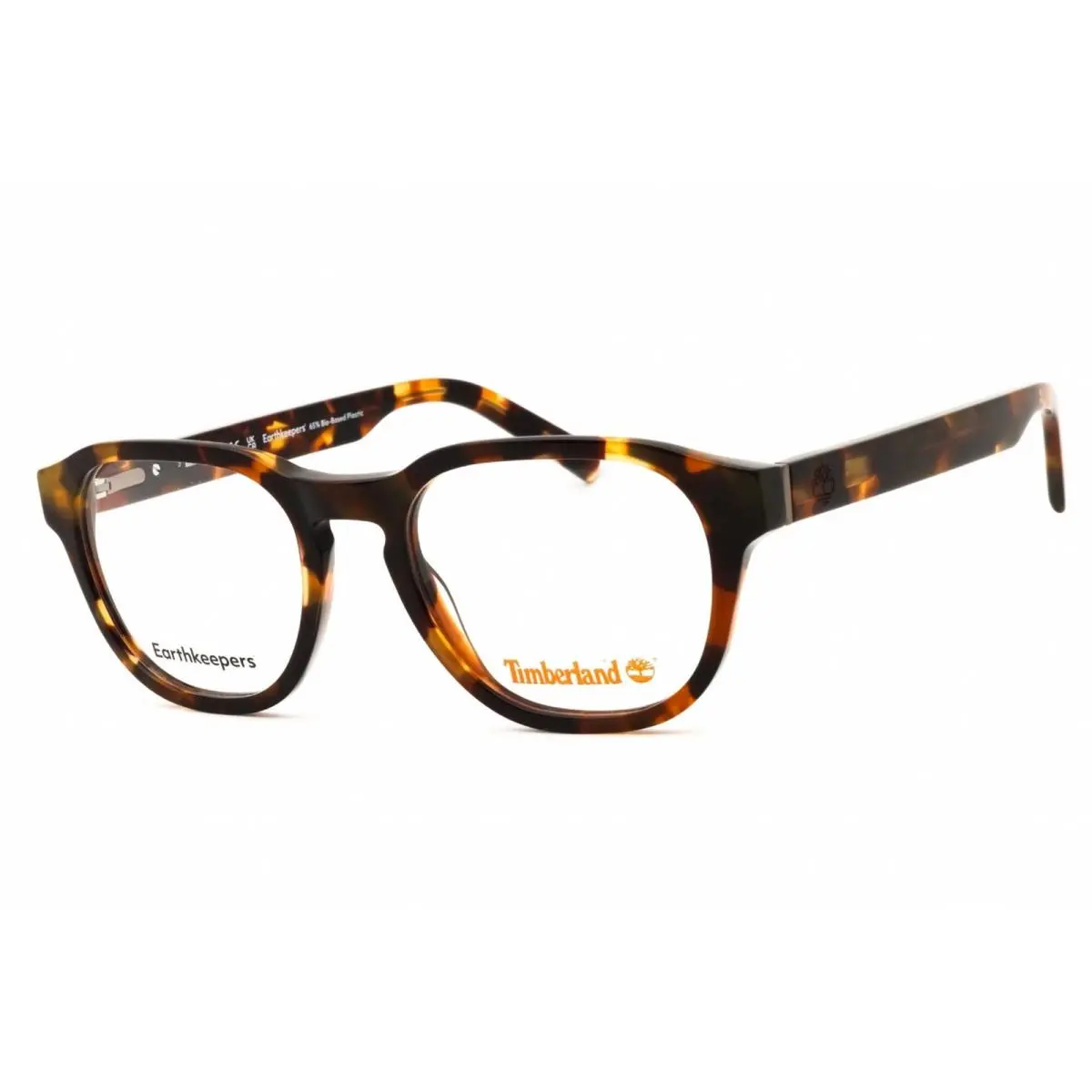 Timberland Men`s Eyeglasses Red Havana Acetate Round Full Rim Frame TB50052 054