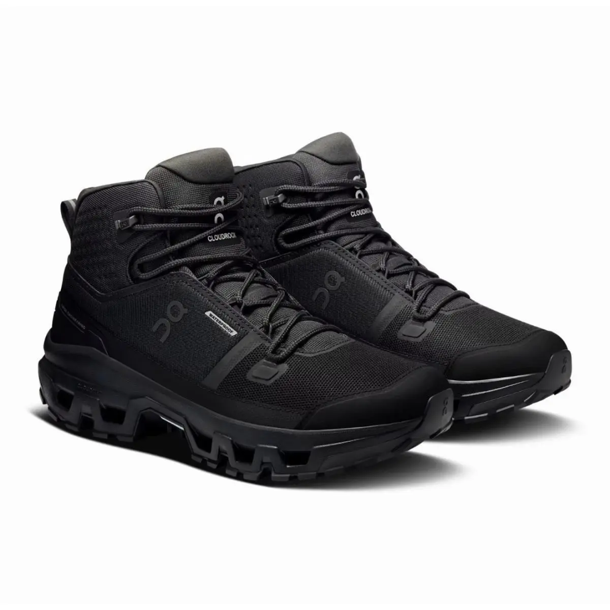 On Cloud Running Cloudrock 2 Mid Waterproof Triple Black Hiking Shoes Men`s 11