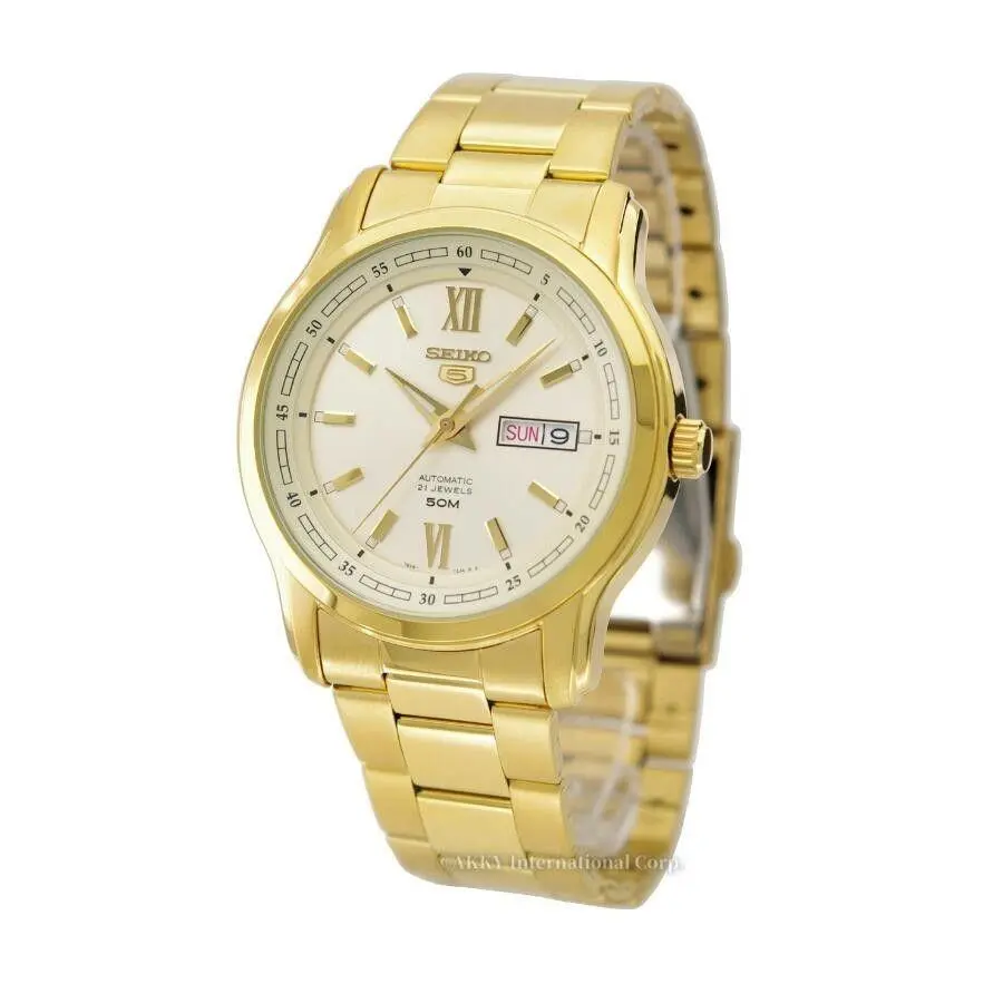 5 Automatic Gold Tone Dial Stainless Steel Day/date SNKP20K1 Mens Watch by Seiko