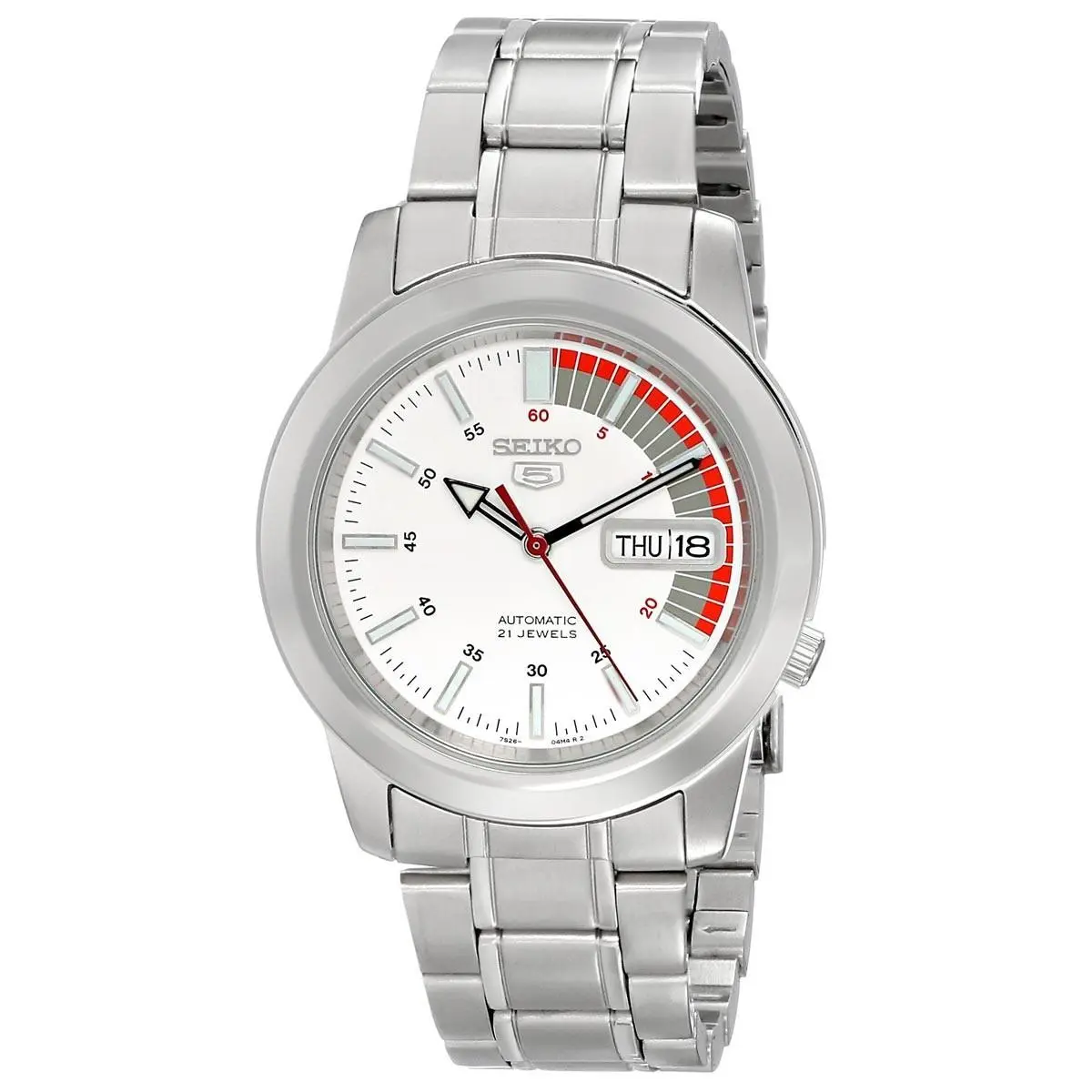 SNKK25 Gent`s 5 Automatic Steel Bracelet White Dial Watch by Seiko