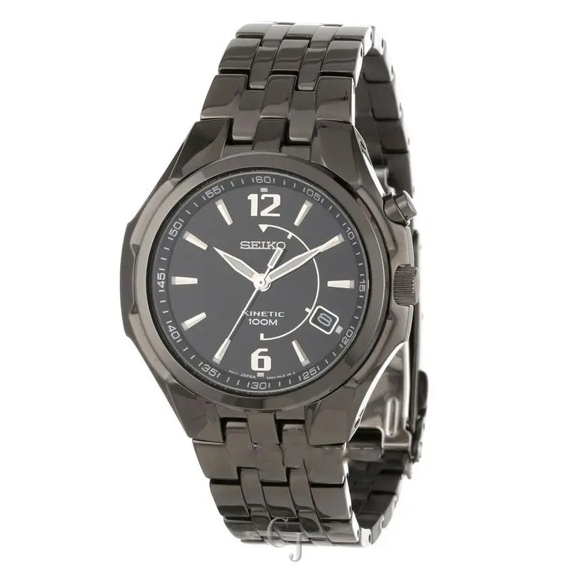 Kinetic Black Dial Stainless Steel Men’s Watch SKA517 by Seiko