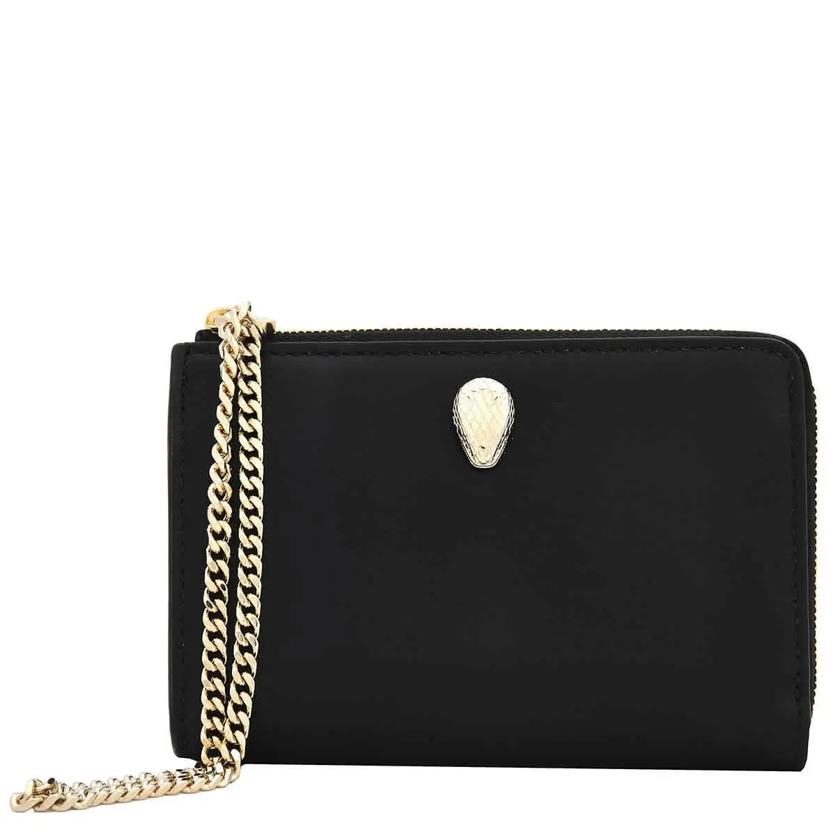Black Serpenti Forever Zipped Leather Card Holder 293912 by Bvlgari