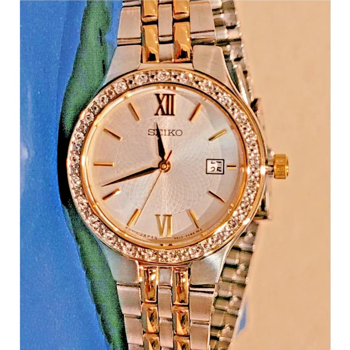 Women`s Two-tone Silver-gold Stainless Steel Bracelet Wristwatch by Seiko