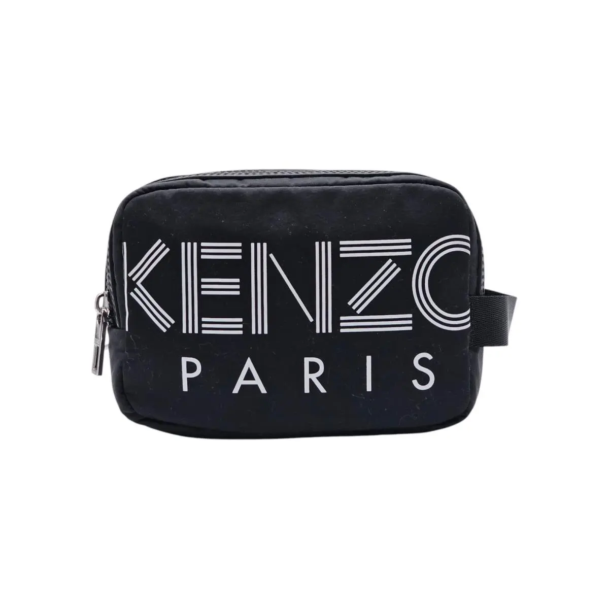 Kenzo Paris Double Zip Logo Print Nylon Clutch Pouch Cosmetic Bag in Black