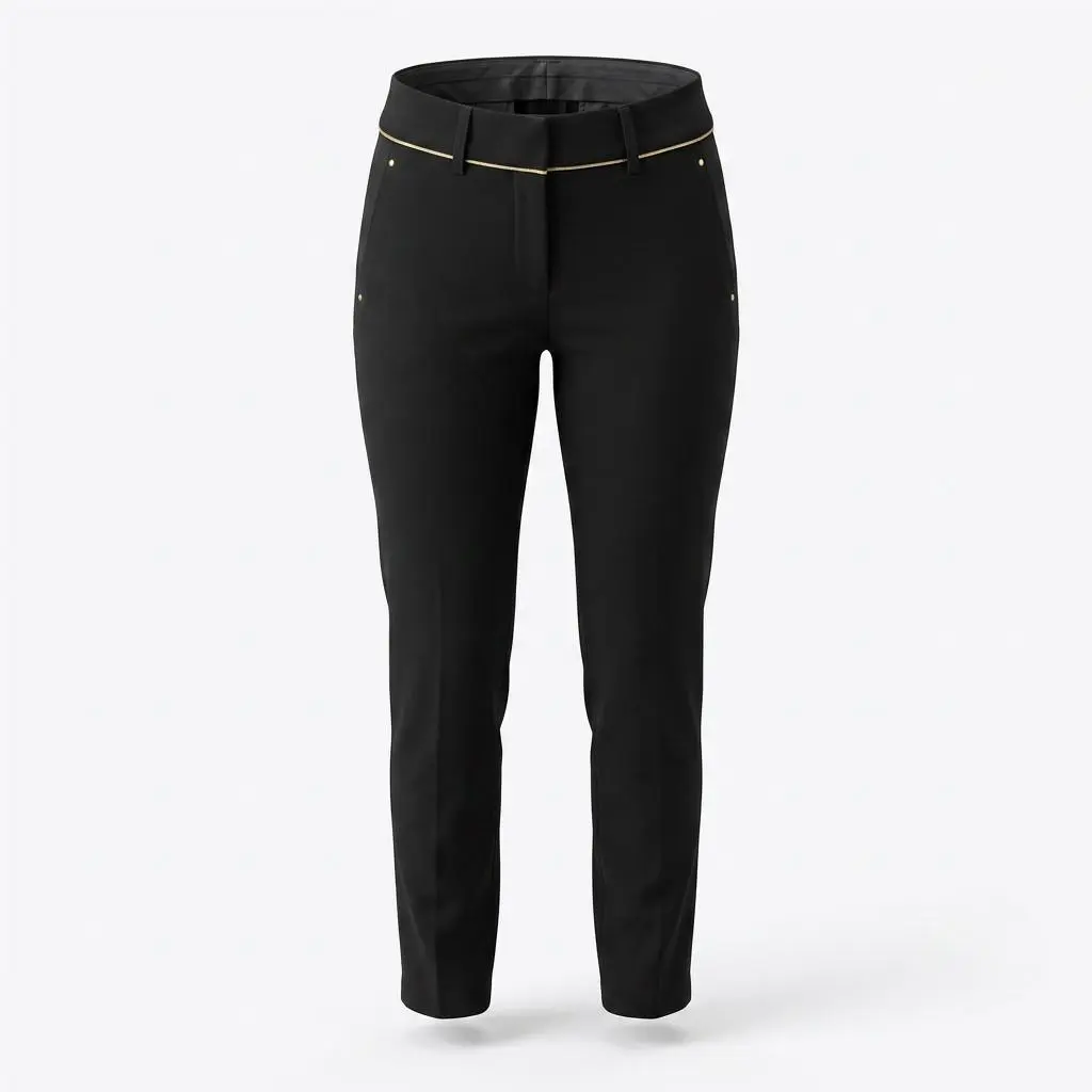 Rag Bone Made For Intermix SZ 0 Black Pants Gold Metallic Trim Zip Pockets