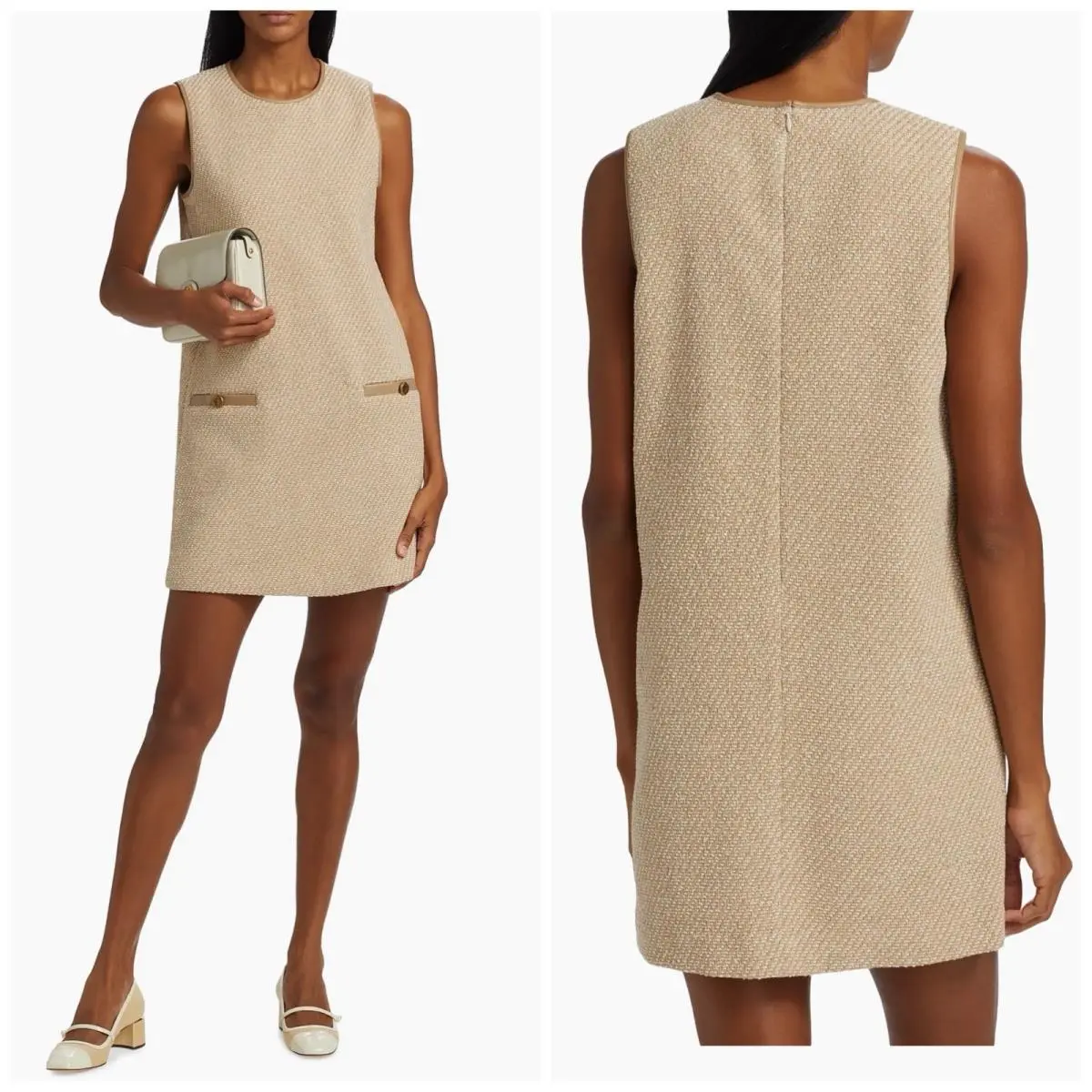 Rag Bone Frances Italian Tweet Dress In Beige Size: XS
