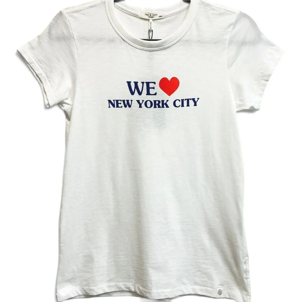 Rag Bone We Heart Nyc Graphic Tee White Slub Cotton Womens XS by Rag & Bone