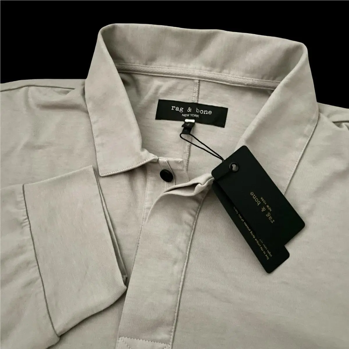 Rag Bone Grey Tomas Washed Rugby Polo Size Large