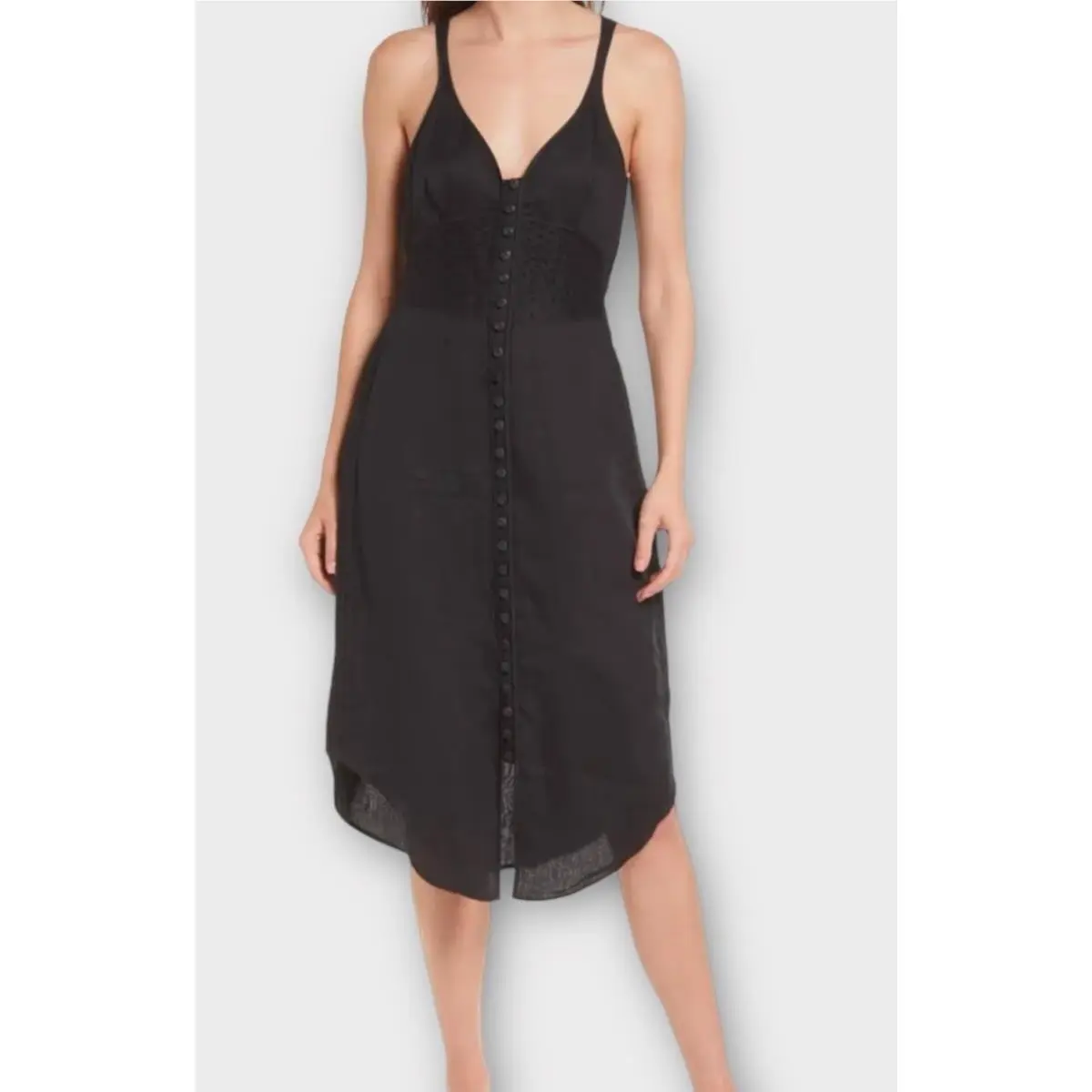 Rag Bone Women’s Criseli Linen Sundress Size 2 Eyelet Waist Pintuck Pleats
