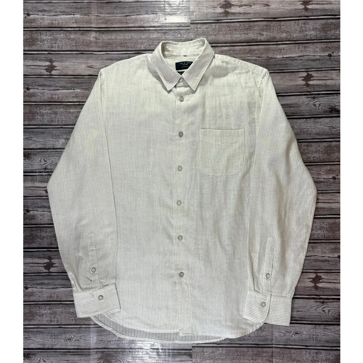 Rag Bone Beach Shirt Striped Size M Color Ivory Grey by Rag & Bone