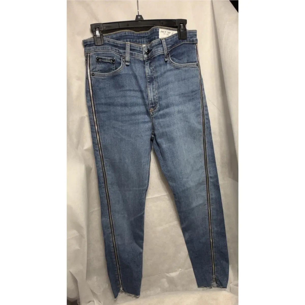 Rag Bone Womens Nina High Rise Skinny Jeans Side Zipper Seam 30x27 Ankle