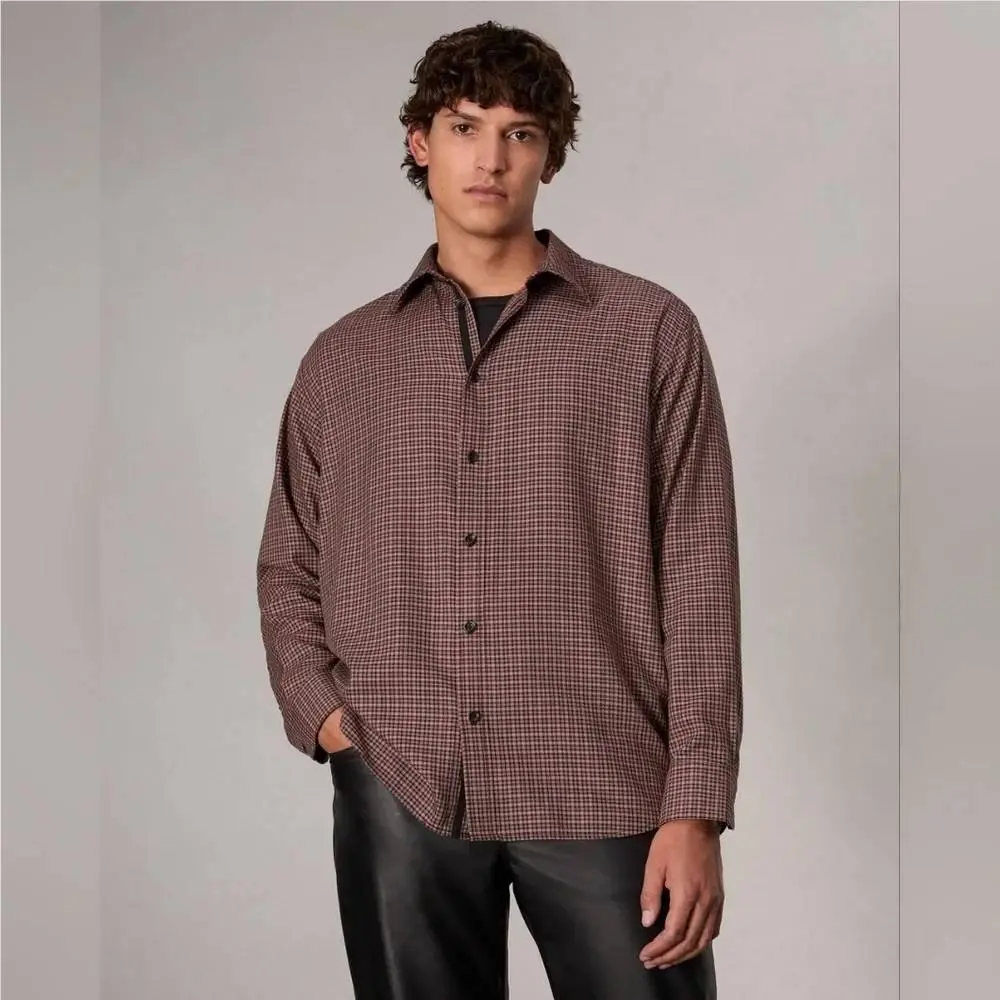 Rag Bone Matthew Flannel Shirt Men`s Large Brown Plaid by Rag & Bone