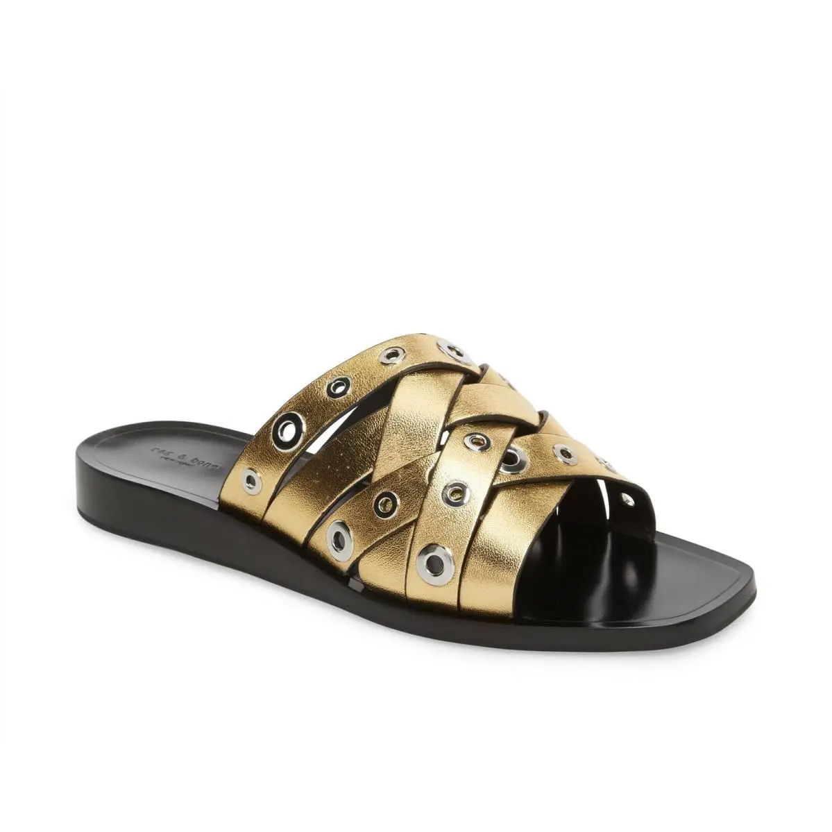 Rag Bone 261967 Womens Hartley Gold Slide Sandals Size 7 Medium by Rag & Bone