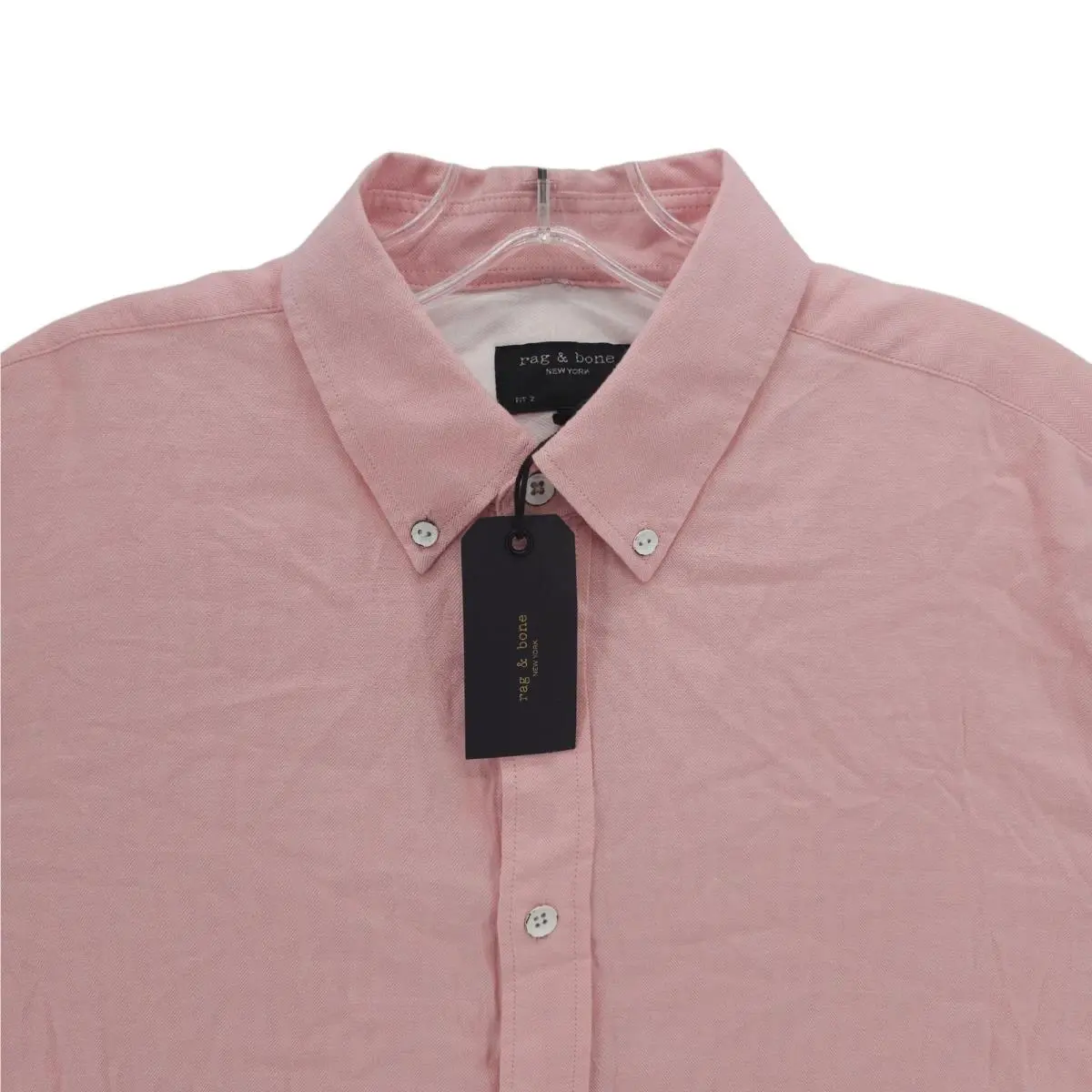 Rag Bone Fit 2 Tomlin Shirt Pink Herringbone Lightweight Slim Medium by Rag & Bone