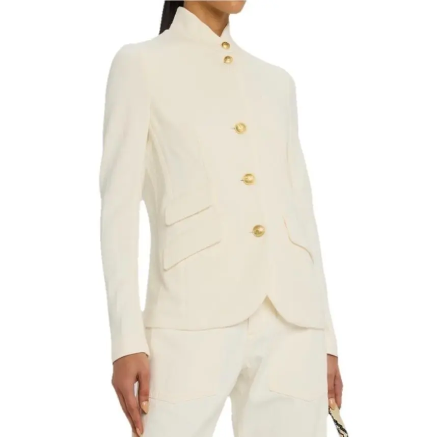 Rag Bone Size 0 Slade Textured Knit Blazer Off White Gold Button Jacket