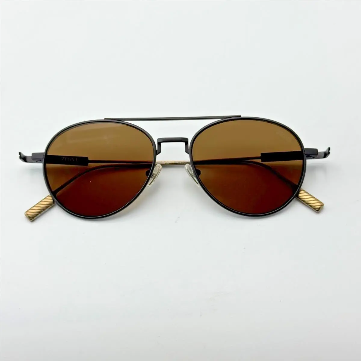 Sunglasses EZ0288 49E Matte Dark Brown Aviator Brown Lens 55mm by Ermenegildo Zegna