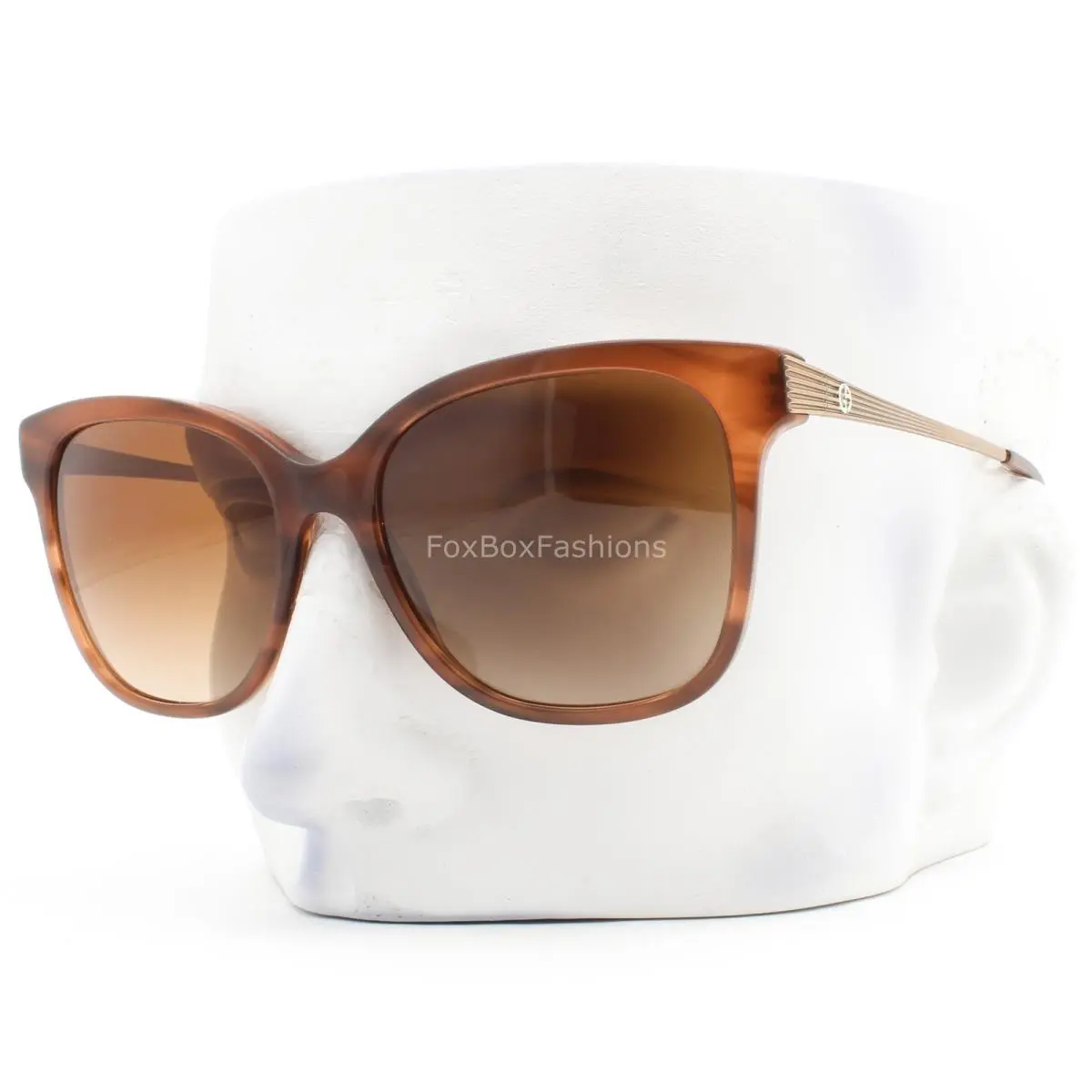 Giorgio Armani Sunglasses Crystal Striped Brown Pale Gold AR 8074 5488/13 W/case