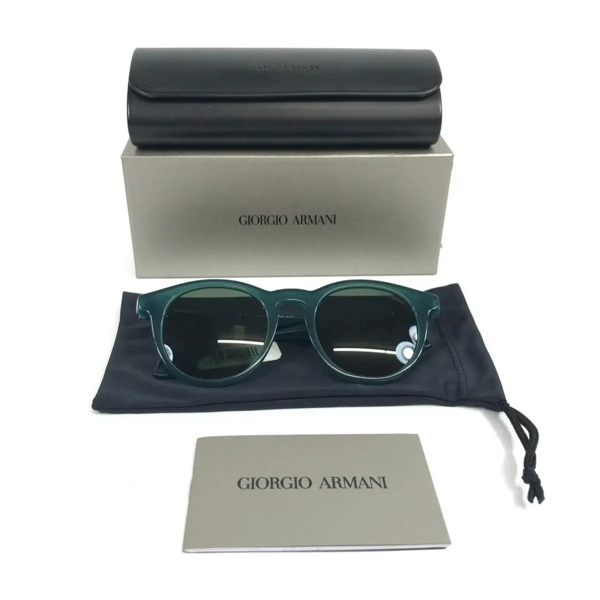 Sunglasses AR8192 6044/31 Opal Green Round Frames w/ Green Lenses by Giorgio Armani