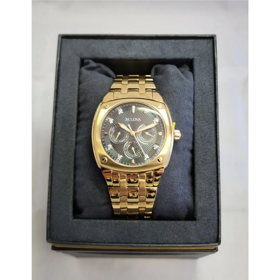 Men`s  Diamond Accent Gold-tone Chronograph Quartz Watch Model 97D138 by Bulova