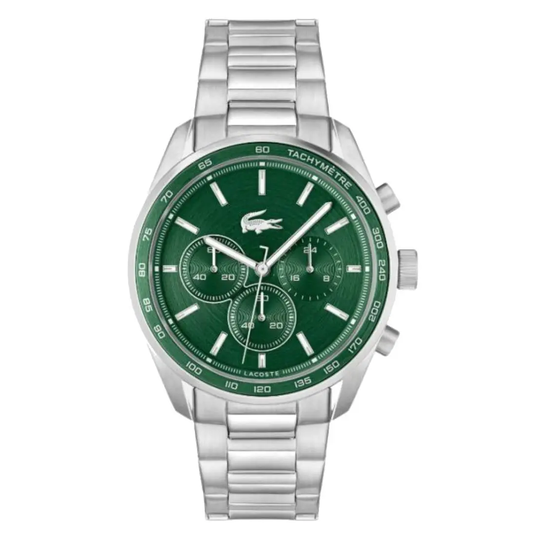 Lacoste Boston Men`s Chronograph Green Dial Stainless Steel Quartz Watch 2011346