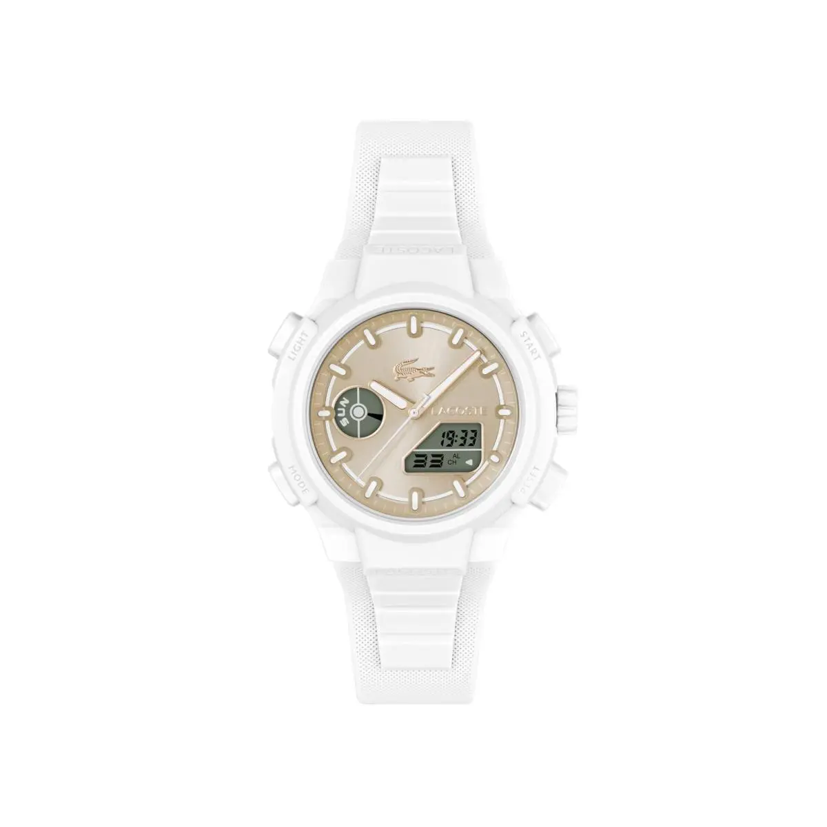 Lacoste LC33 Women`s Analog Digital Watch Silicone Strap 40 White