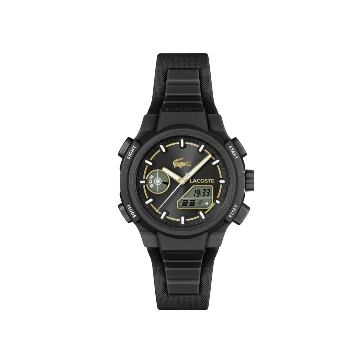 Lacoste LC33 Women`s Analog Digital Watch Silicone Strap Black